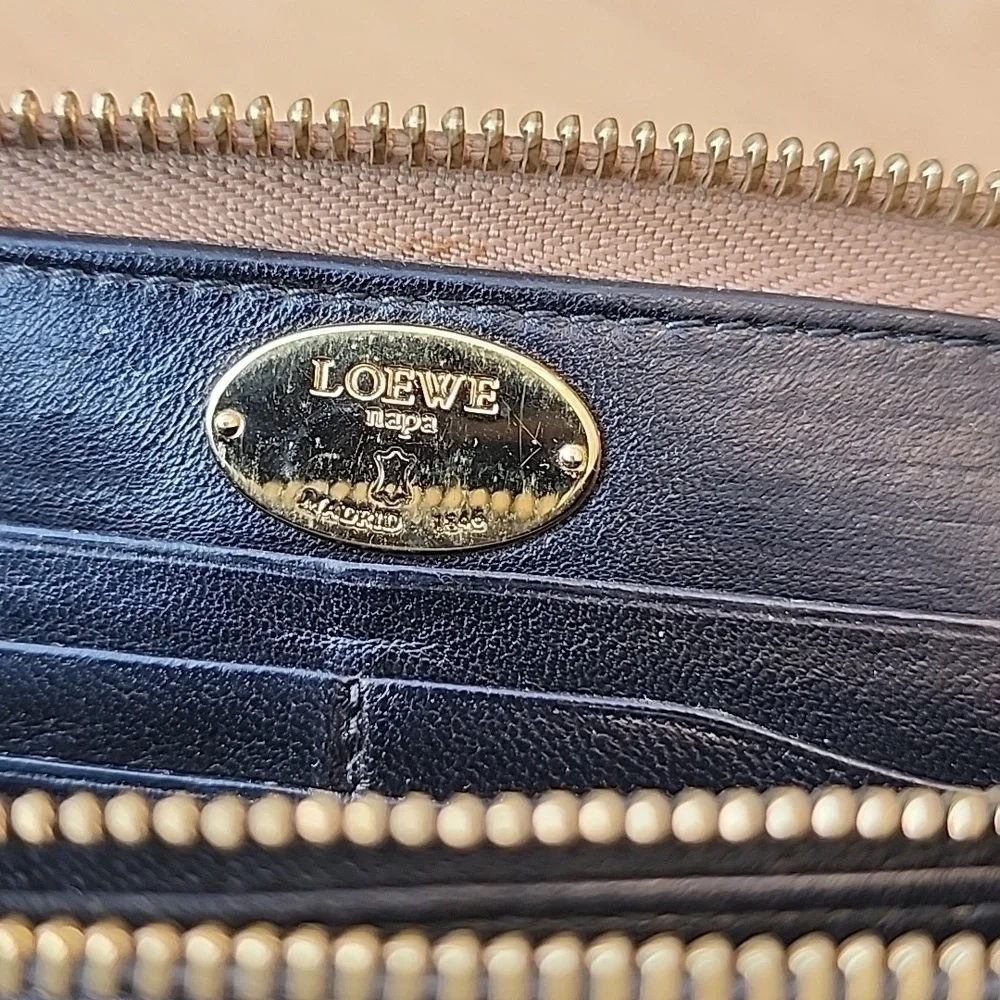 LOEWE Anagram Tassel Women's Long Wallet Champagne Gold Leather